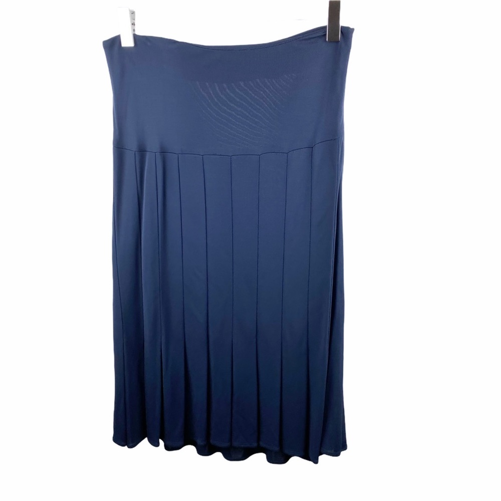 Yigal Azrouel Navy Blue Pleated Midi Skirt 0